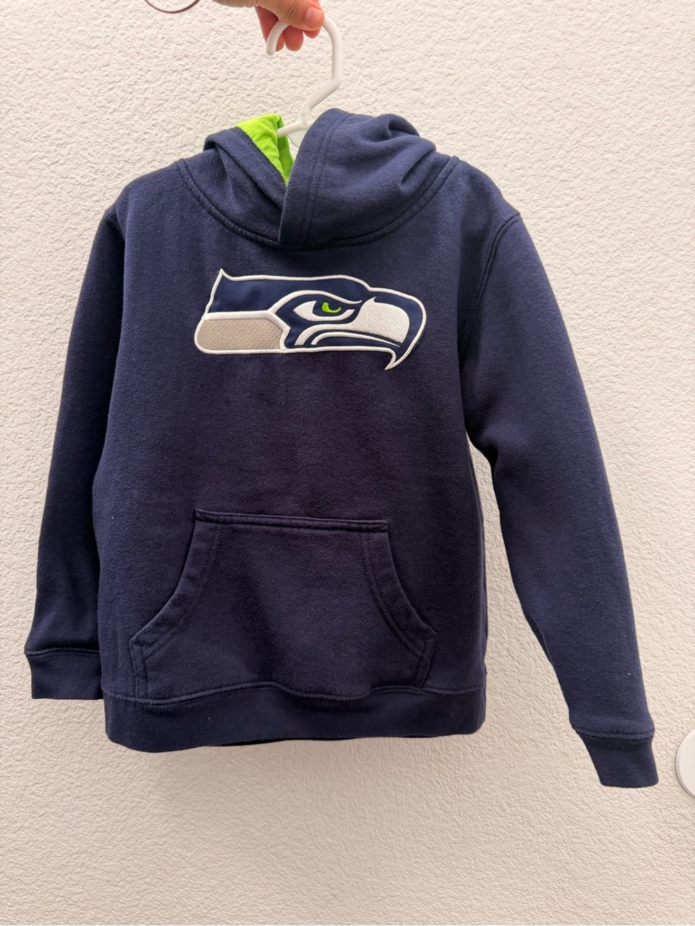 NFL Navy Kids Hoodie with Team Emblem and Lime Accent
